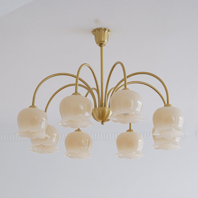 Rustic Tulip Floral Copper Resin Chandelier - 3/5/6/8 Light for Living Room