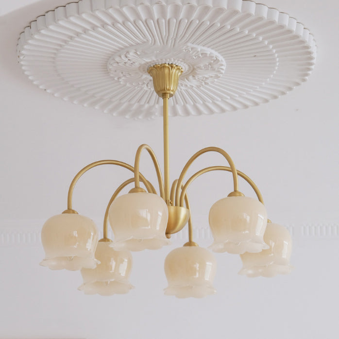 Rustic Tulip Floral Copper Resin Chandelier - 3/5/6/8 Light for Living Room