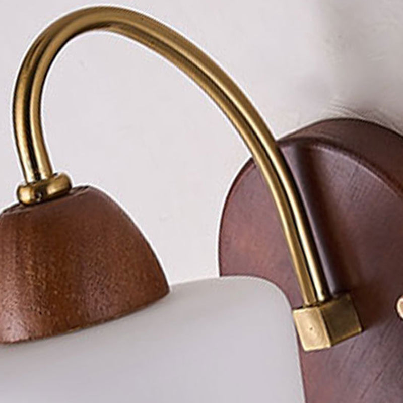 Vintage Wall Sconce Lamp - Solid Wood & Iron, Glass 1-Light for Bedroom