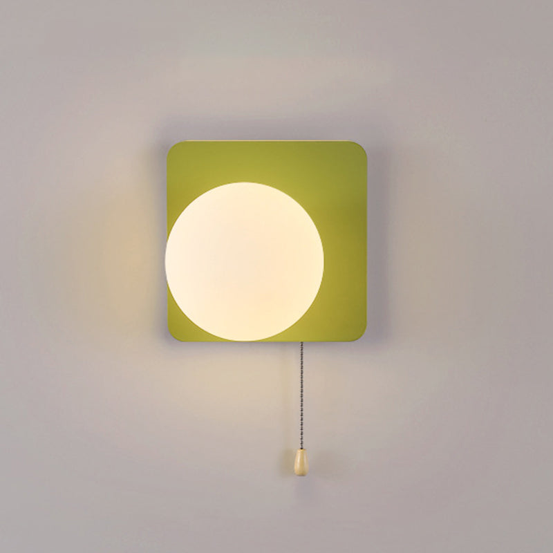 Modern Simplicity Geometry Iron Glass Wall Sconce Lamp for Bedroom