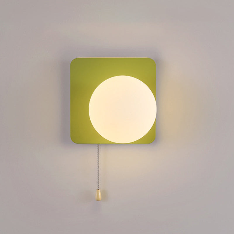Modern Simplicity Geometry Iron Glass Wall Sconce Lamp for Bedroom
