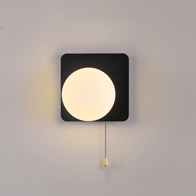 Modern Simplicity Geometry Iron Glass Wall Sconce Lamp for Bedroom