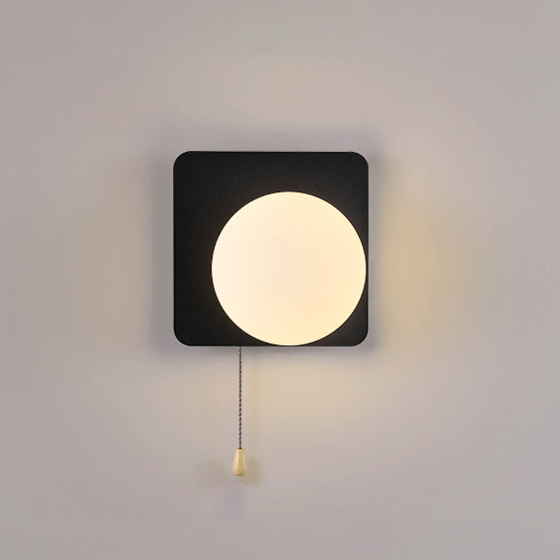Modern Simplicity Geometry Iron Glass Wall Sconce Lamp for Bedroom