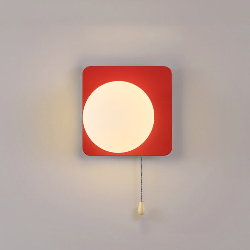 Modern Simplicity Geometry Iron Glass Wall Sconce Lamp for Bedroom