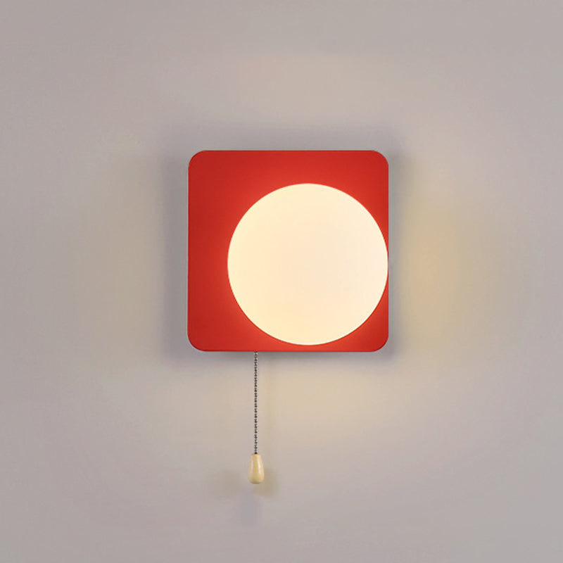 Modern Simplicity Geometry Iron Glass Wall Sconce Lamp for Bedroom