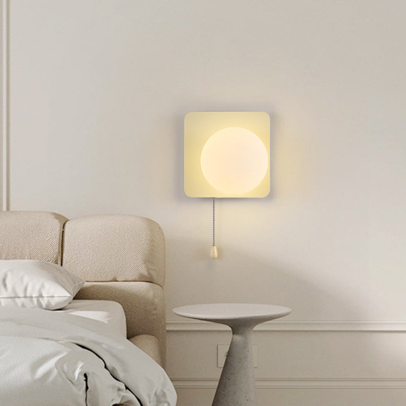 Modern Simplicity Geometry Iron Glass Wall Sconce Lamp for Bedroom