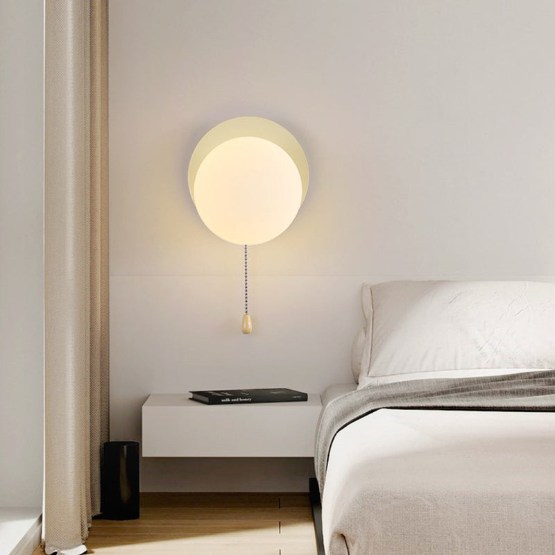 Modern Simplicity Geometry Iron Glass Wall Sconce Lamp for Bedroom