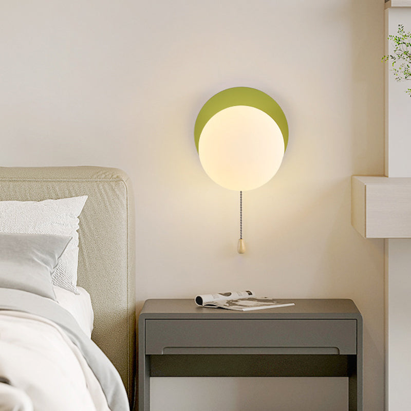 Modern Simplicity Geometry Iron Glass Wall Sconce Lamp for Bedroom
