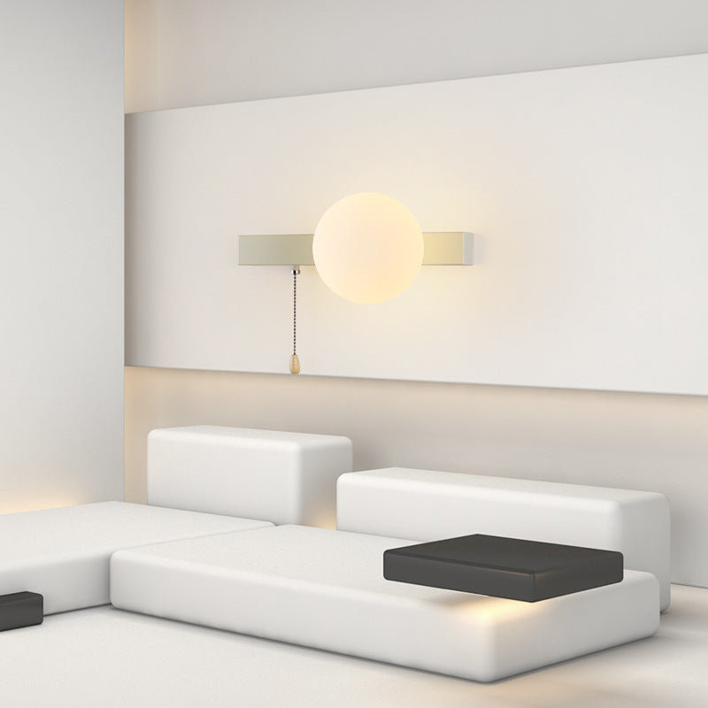 Modern Simplicity Geometry Iron Glass Wall Sconce Lamp for Bedroom