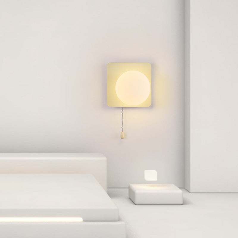 Modern Simplicity Geometry Iron Glass Wall Sconce Lamp for Bedroom