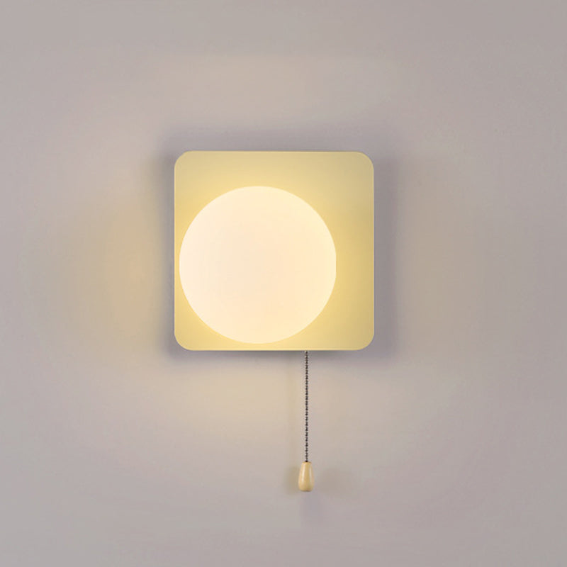 Modern Simplicity Geometry Iron Glass Wall Sconce Lamp for Bedroom