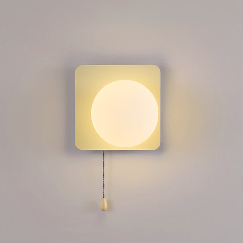 Modern Simplicity Geometry Iron Glass Wall Sconce Lamp for Bedroom