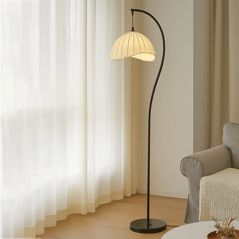 Traditional Vintage Round Hat Floor Lamp - Iron Fabric 1-Light for Living Room