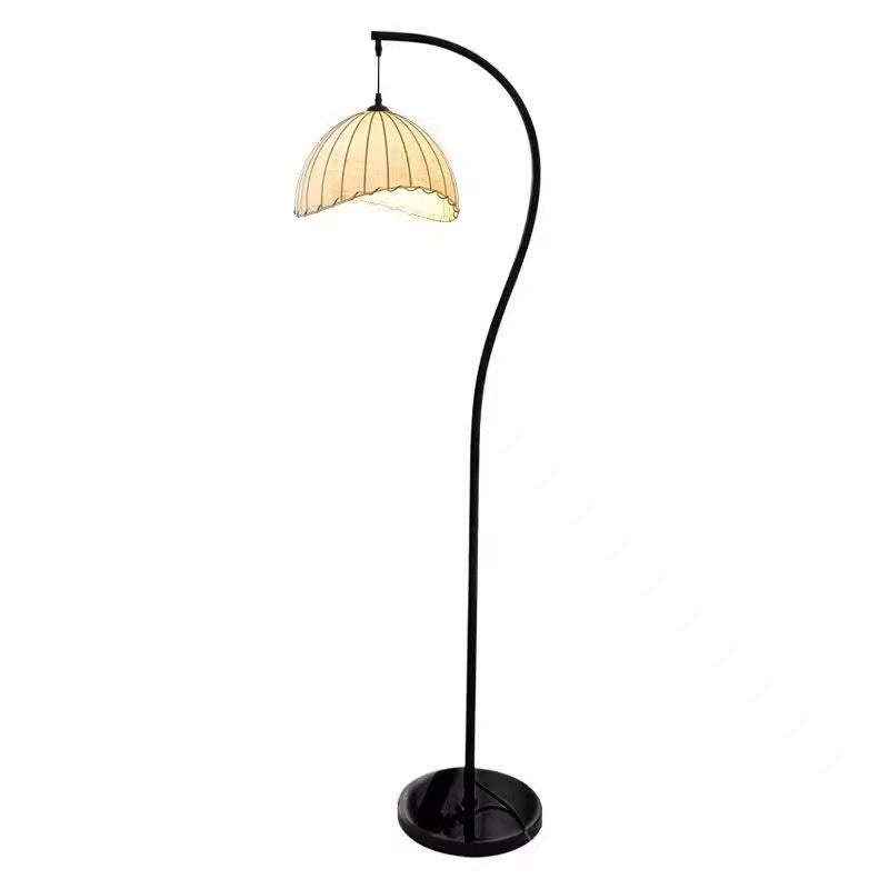 Traditional Vintage Round Hat Floor Lamp - Iron Fabric 1-Light for Living Room