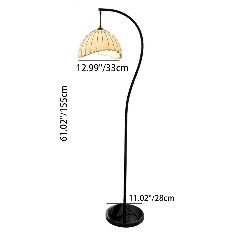 Traditional Vintage Round Hat Floor Lamp - Iron Fabric 1-Light for Living Room