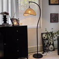 Traditional Vintage Round Hat Floor Lamp - Iron Fabric 1-Light for Living Room