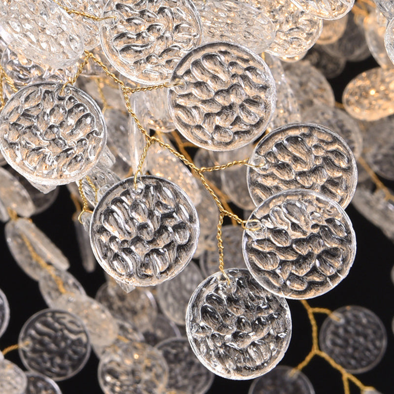 Contemporary Luxury Aluminum Crystal Chandelier - Round Leaves Branches Design, 9/10/12/14 Lights for Living Room