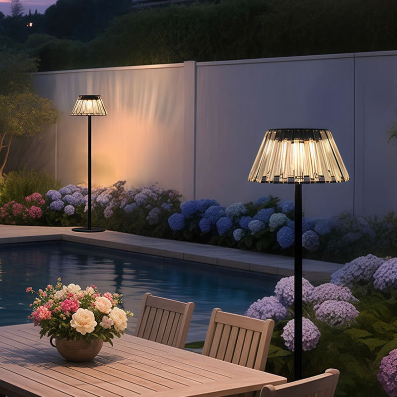 Contemporary Waterproof Solar USB Outdoor LED Floor Lamp - Iron & Glass Garden Light