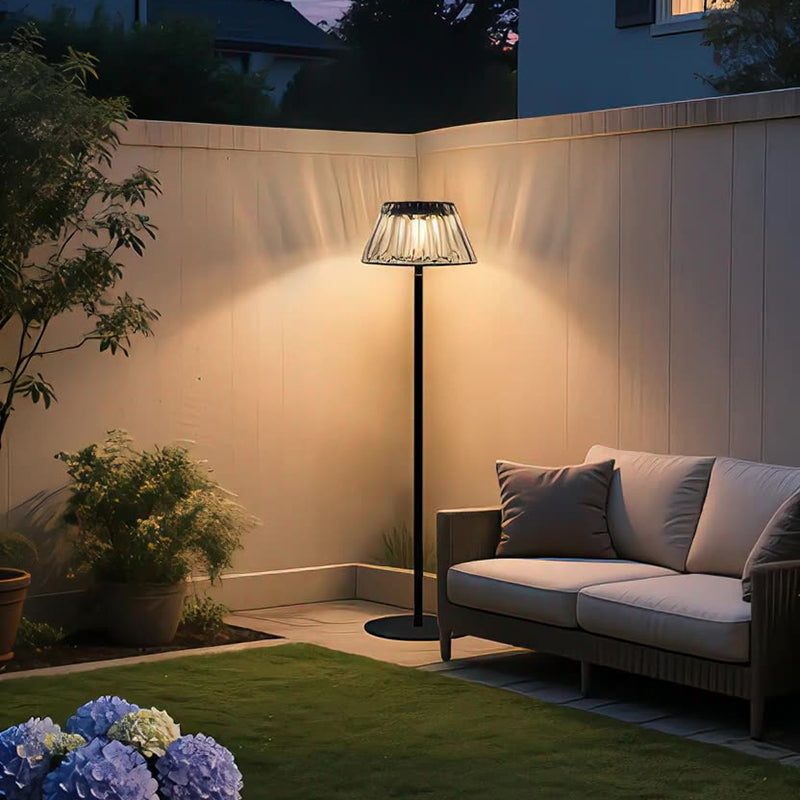 Contemporary Waterproof Solar USB Outdoor LED Floor Lamp - Iron & Glass Garden Light