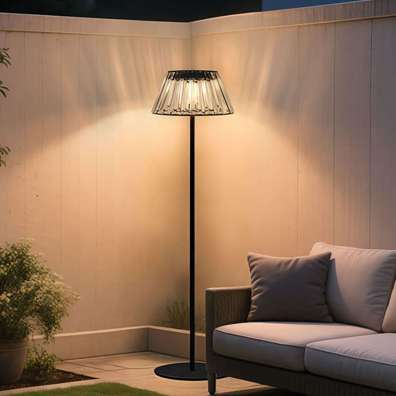 Contemporary Waterproof Solar USB Outdoor LED Floor Lamp - Iron & Glass Garden Light