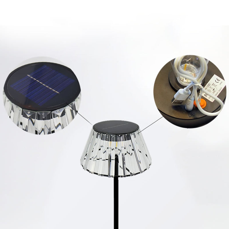 Contemporary Waterproof Solar USB Outdoor LED Floor Lamp - Iron & Glass Garden Light