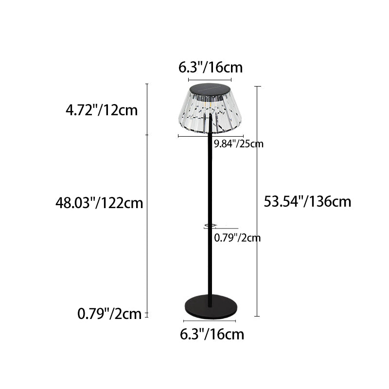 Contemporary Waterproof Solar USB Outdoor LED Floor Lamp - Iron & Glass Garden Light