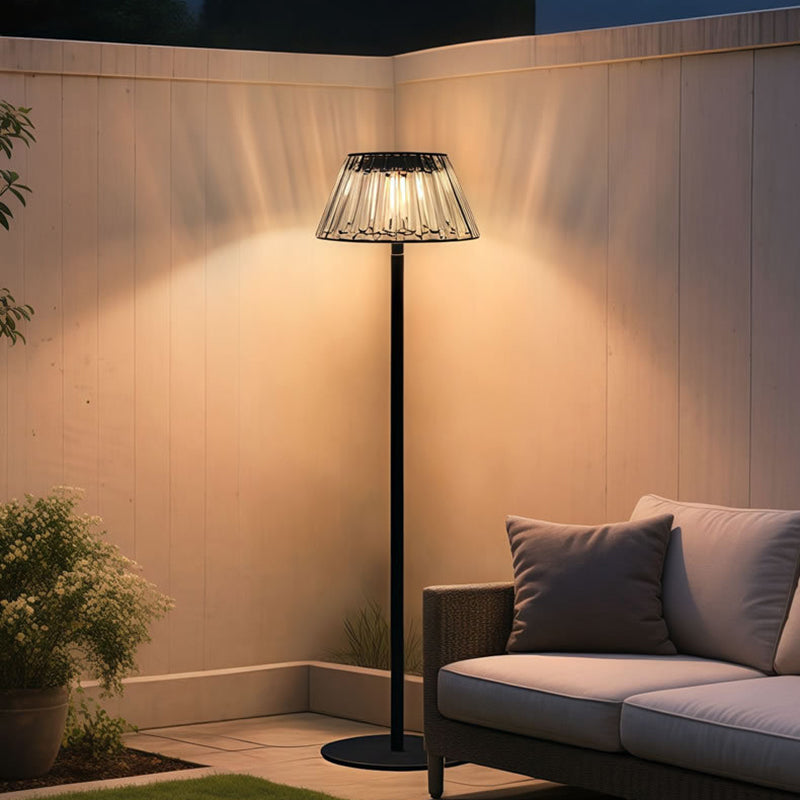 Contemporary Waterproof Solar USB Outdoor LED Floor Lamp - Iron & Glass Garden Light