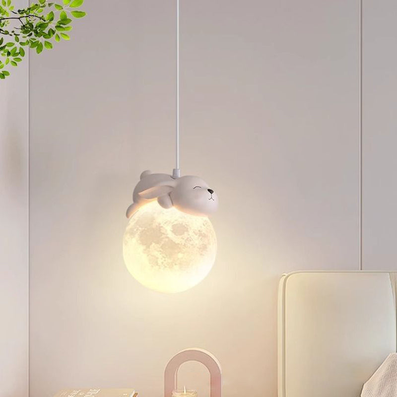 Contemporary Creative Kids Bear Rabbit Iron Resin PLA 1/3-Light Chandelier Bedroom Cute Playroom Lighting Modern Decor Childrens Room Fixture Unique Animal Design Ceiling Pendant Perfect for Nursery Room Decor Kids’ Lighting Ideas