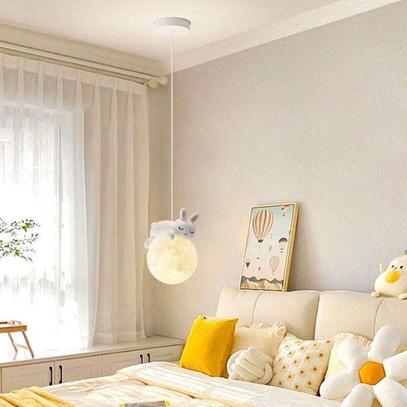 Contemporary Creative Kids Bear Rabbit Iron Resin PLA 1/3-Light Chandelier Bedroom Cute Playroom Lighting Modern Decor Childrens Room Fixture Unique Animal Design Ceiling Pendant Perfect for Nursery Room Decor Kids’ Lighting Ideas