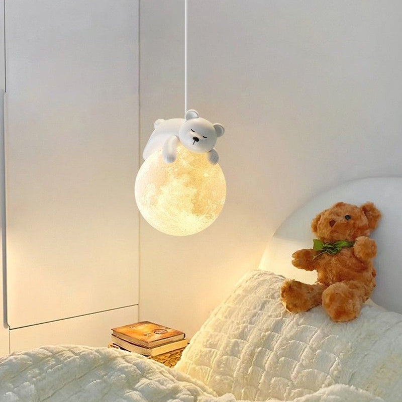 Contemporary Creative Kids Bear Rabbit Iron Resin PLA 1/3-Light Chandelier Bedroom Cute Playroom Lighting Modern Decor Childrens Room Fixture Unique Animal Design Ceiling Pendant Perfect for Nursery Room Decor Kids’ Lighting Ideas