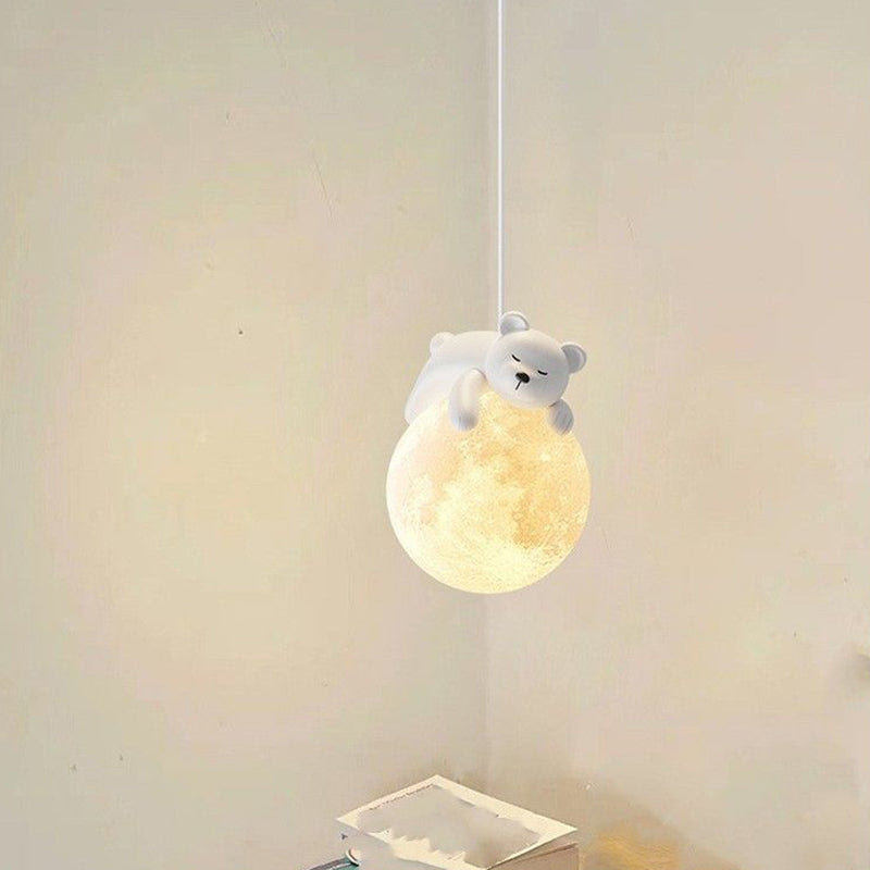 Contemporary Creative Kids Bear Rabbit Iron Resin PLA 1/3-Light Chandelier Bedroom Cute Playroom Lighting Modern Decor Childrens Room Fixture Unique Animal Design Ceiling Pendant Perfect for Nursery Room Decor Kids’ Lighting Ideas