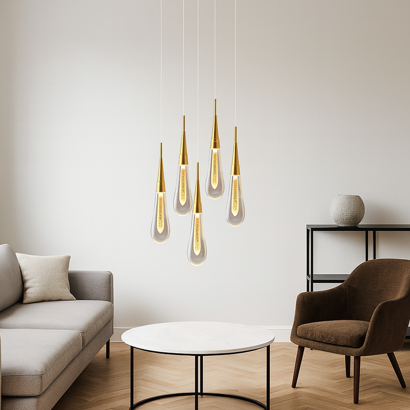 Contemporary Droplet Aluminum Iron Glass LED Chandelier for Dining Room Design