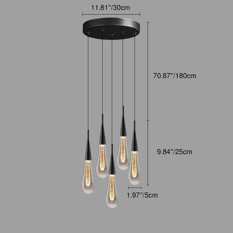 Contemporary Droplet Aluminum Iron Glass LED Chandelier for Dining Room Design