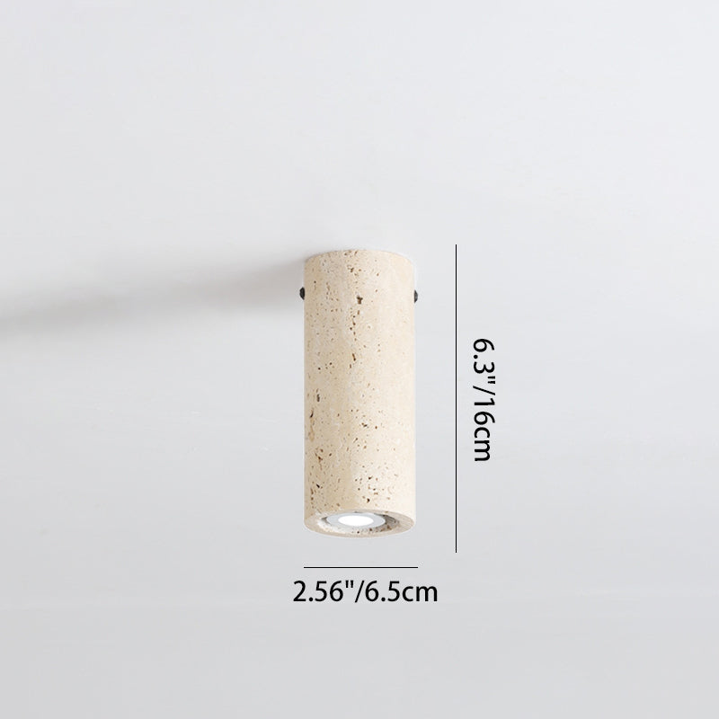 Modern Minimalist Yellow Travertine Iron Flush Mount Ceiling Light - 1-Light Entryway Fixture