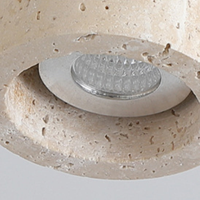 Modern Minimalist Yellow Travertine Iron Flush Mount Ceiling Light - 1-Light Entryway Fixture