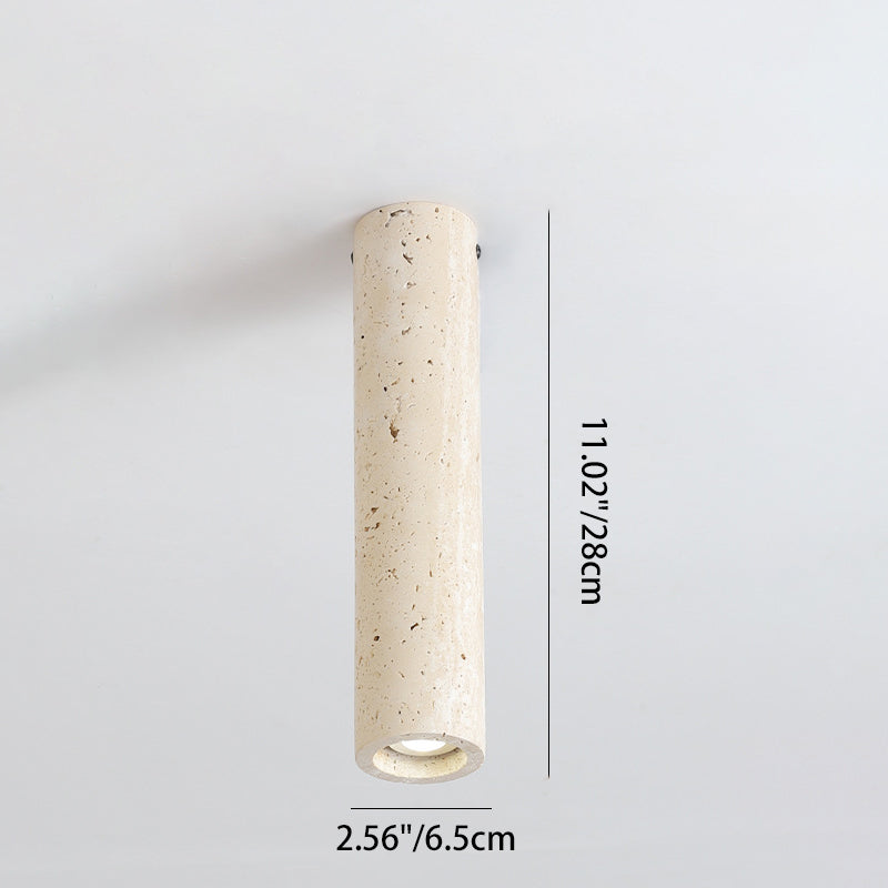Modern Minimalist Yellow Travertine Iron Flush Mount Ceiling Light - 1-Light Entryway Fixture