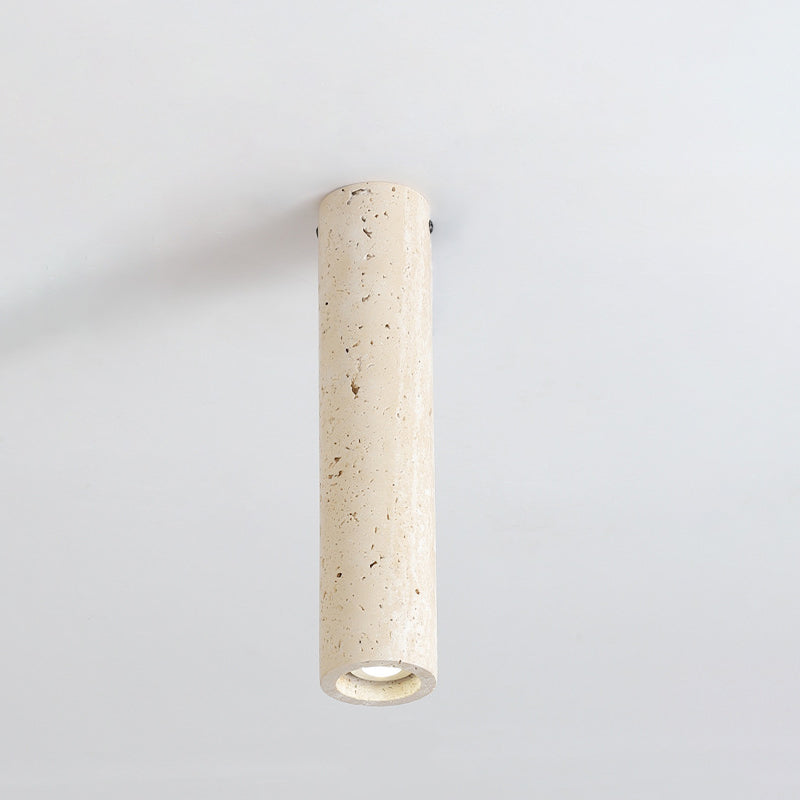 Modern Minimalist Yellow Travertine Iron Flush Mount Ceiling Light - 1-Light Entryway Fixture