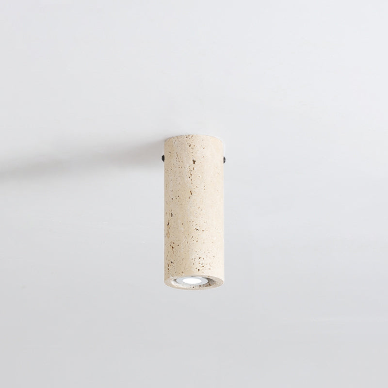 Modern Minimalist Yellow Travertine Iron Flush Mount Ceiling Light - 1-Light Entryway Fixture