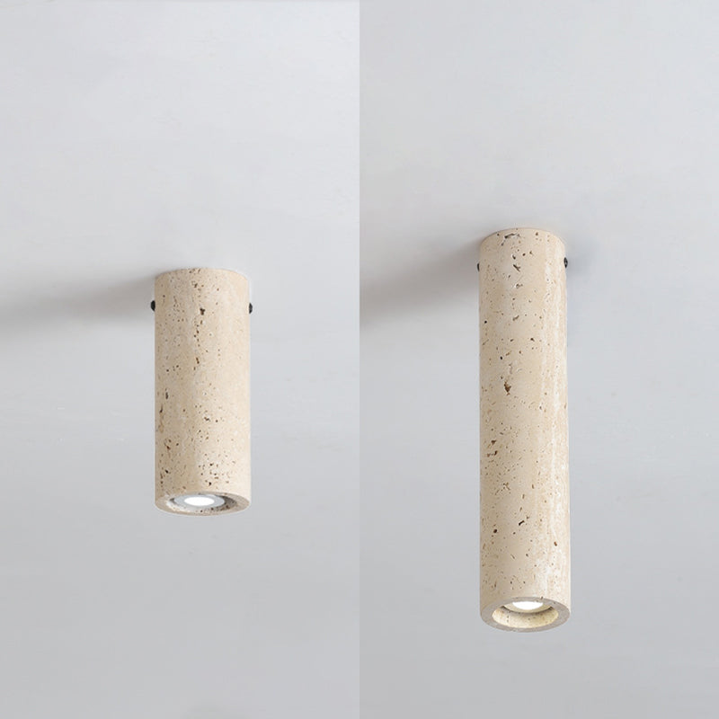 Modern Minimalist Yellow Travertine Iron Flush Mount Ceiling Light - 1-Light Entryway Fixture