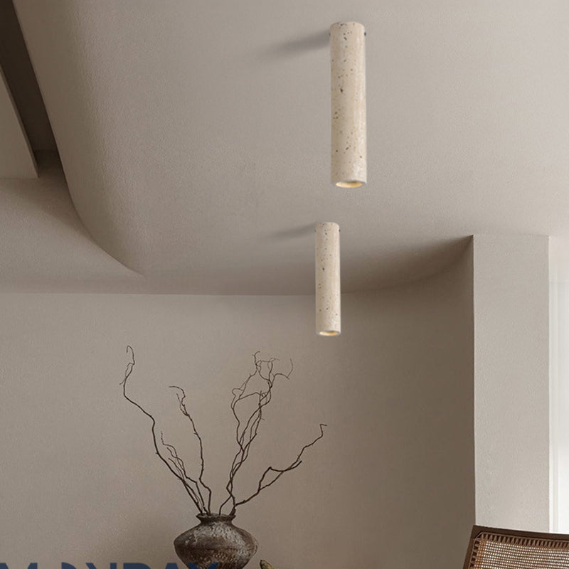 Modern Minimalist Yellow Travertine Iron Flush Mount Ceiling Light - 1-Light Entryway Fixture