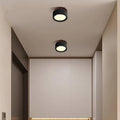 Modern Minimalist Round Solid Wood Yellow Travertine LED Flush Mount Light for Entryway