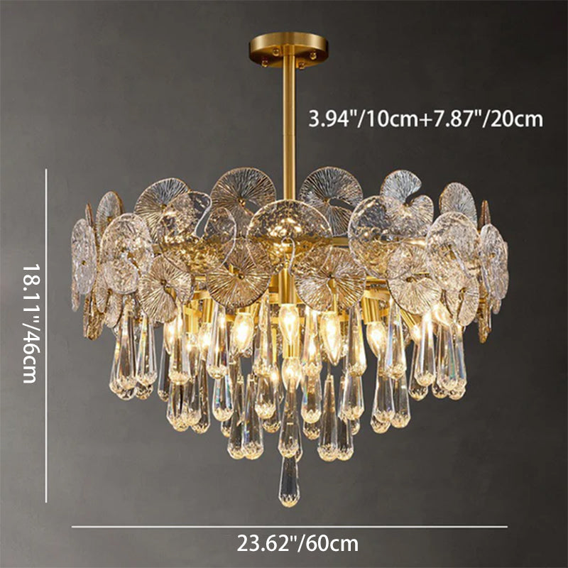 Traditional Luxury Teardrop Crystal Copper Chandelier - 6/9/12 Light Options for Living Room Elegance