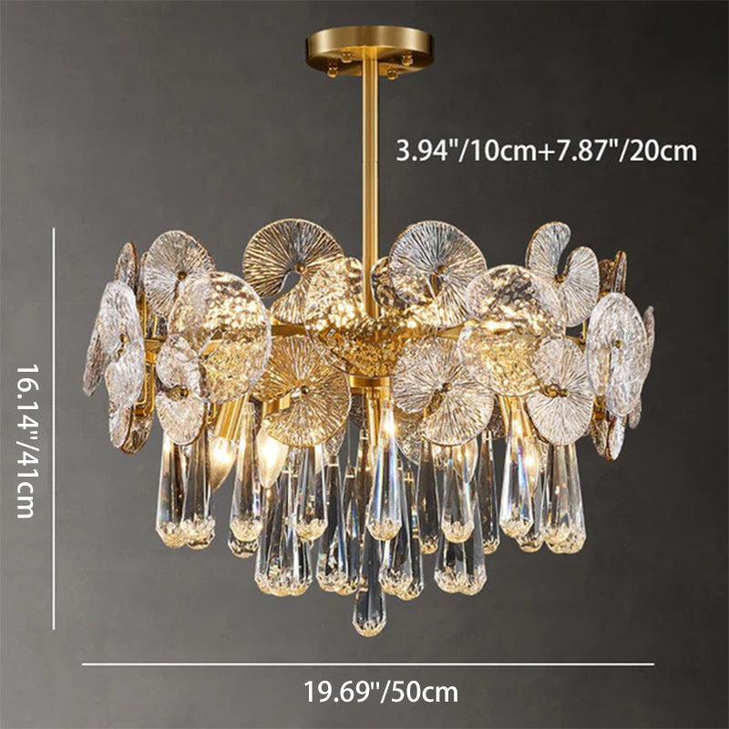 Traditional Luxury Teardrop Crystal Copper Chandelier - 6/9/12 Light Options for Living Room Elegance