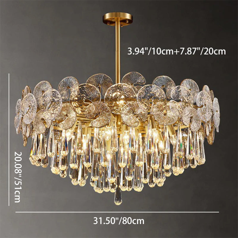 Traditional Luxury Teardrop Crystal Copper Chandelier - 6/9/12 Light Options for Living Room Elegance