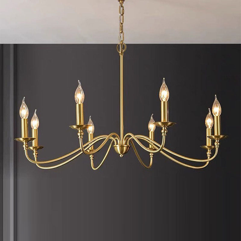 Contemporary Copper Glass Chandelier - 4/6/8 Light Living Room Fixture