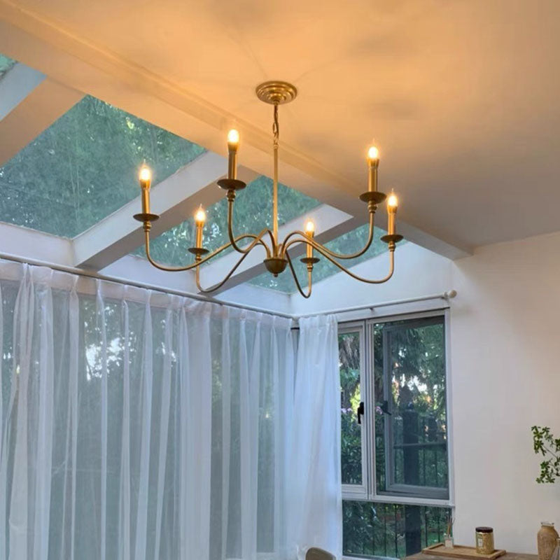 Contemporary Copper Glass Chandelier - 4/6/8 Light Living Room Fixture