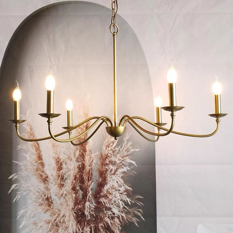 Contemporary Copper Glass Chandelier - 4/6/8 Light Living Room Fixture
