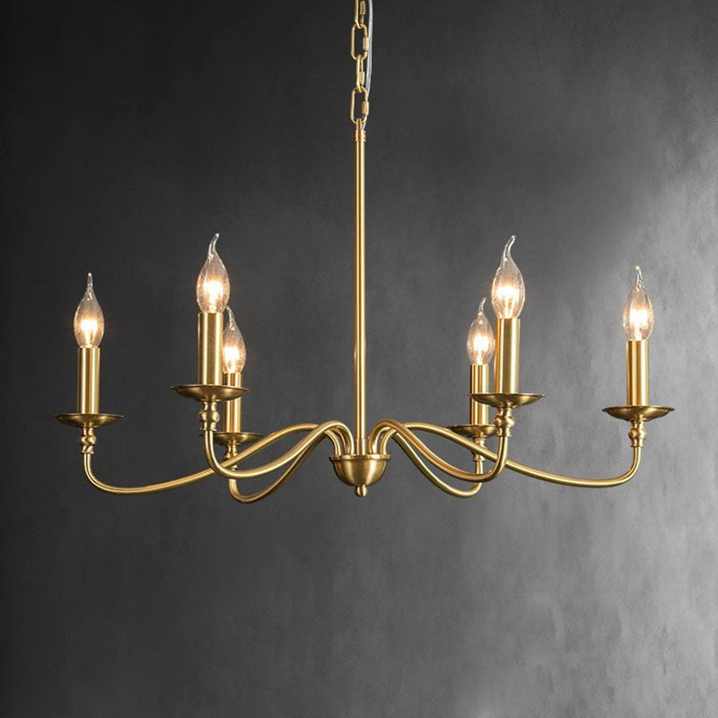 Contemporary Copper Glass Chandelier - 4/6/8 Light Living Room Fixture