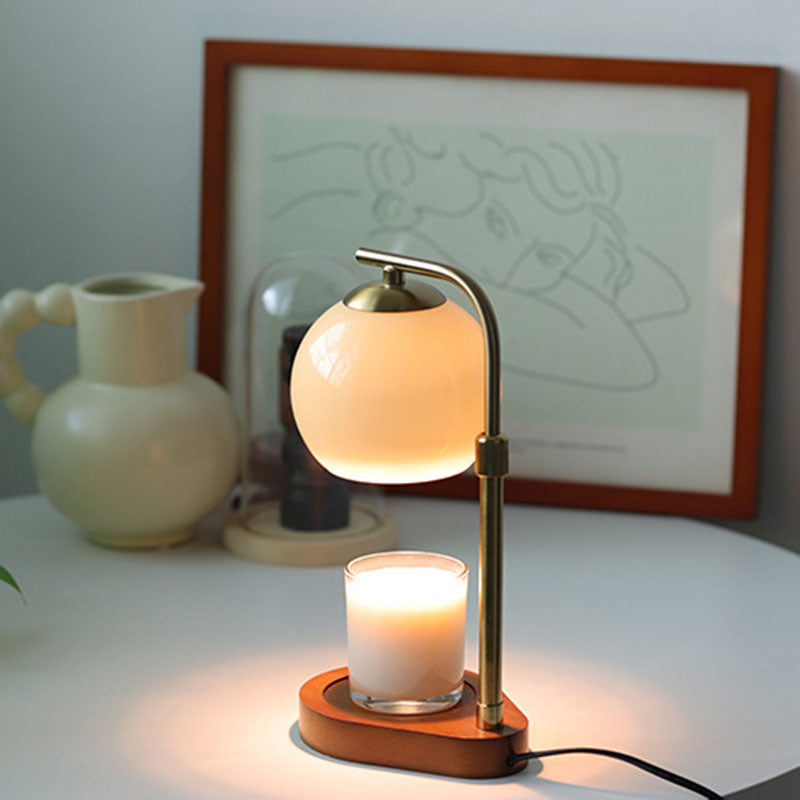 Traditional Vintage Wood Iron Glass Round 1-Light Melting Wax Table Lamp for Bedroom Rustic Home Decor Classic Lighting Bedside Accent Lamp Unique Design Warm Ambiance Perfect for Living Room Nightstand Decorative Lighting Farmhouse Style Table Light