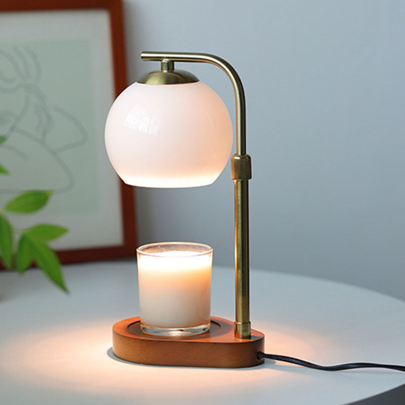 Traditional Vintage Wood Iron Glass Round 1-Light Melting Wax Table Lamp for Bedroom Rustic Home Decor Classic Lighting Bedside Accent Lamp Unique Design Warm Ambiance Perfect for Living Room Nightstand Decorative Lighting Farmhouse Style Table Light